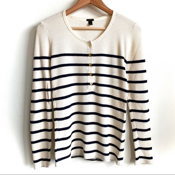 J. Crew Tops - J. Crew NWOT Waffle Knit Striped Shirt